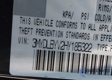 2017 Toyota Yaris Ia z USA, uszkodzony, nr VIN 3MYDLBYV2HY185322